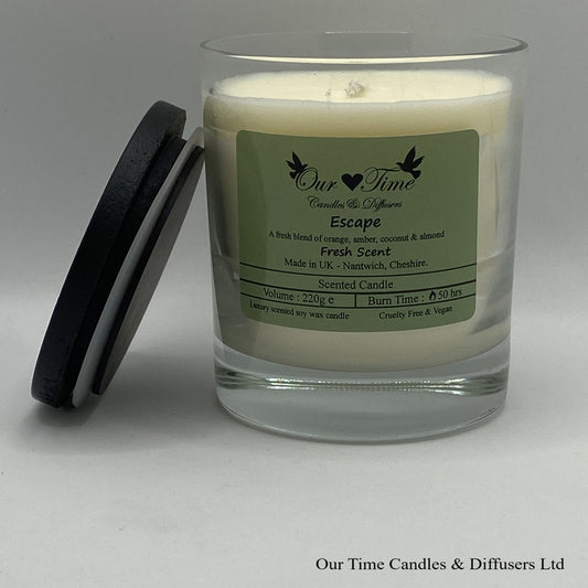 Large Scented Candle with black lid off