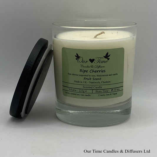 Large Scented Candle with black lid off