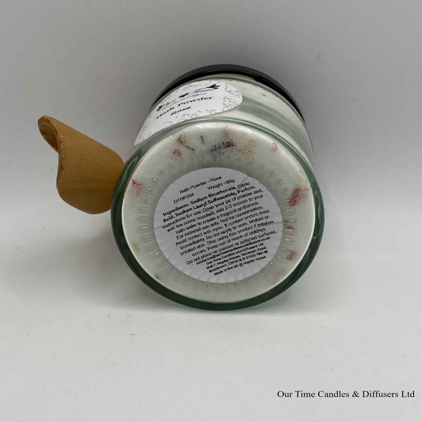 Bath Powder - Rose showing base labelling