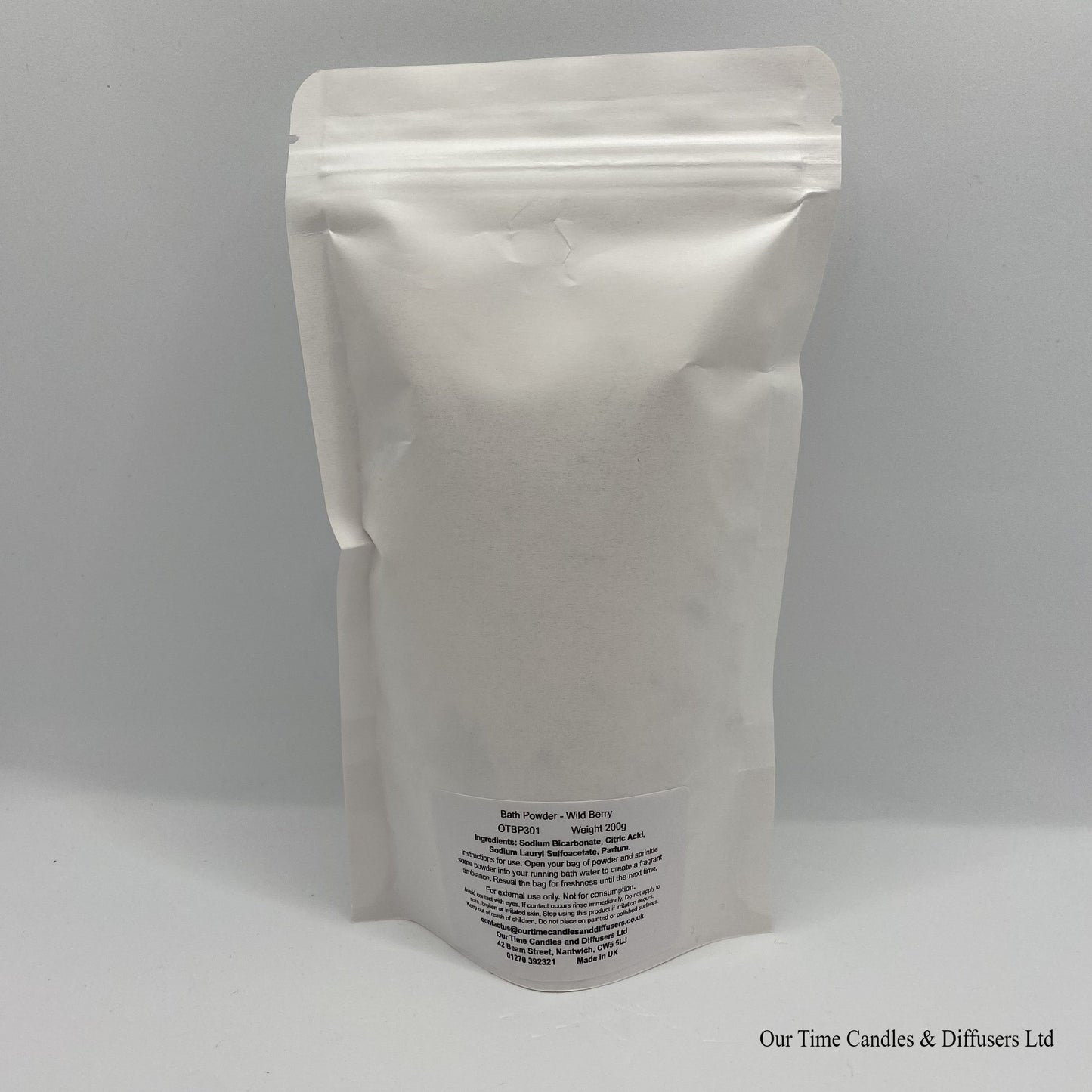 Fizzy Bath Powder in a white resealable bag