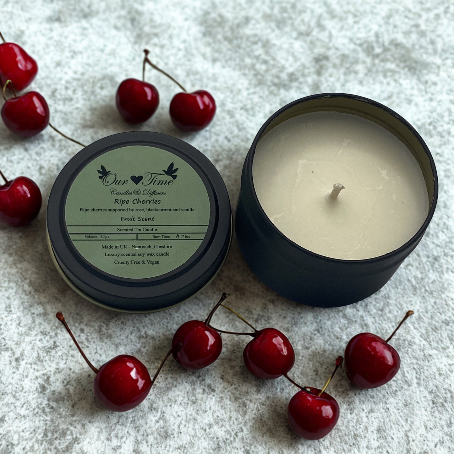 Ripe Cherries Wax Filled Tin Scented Candle