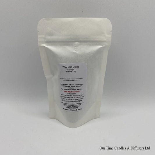 Sauvage Inspired scented soy wax melt drops in a white bag
