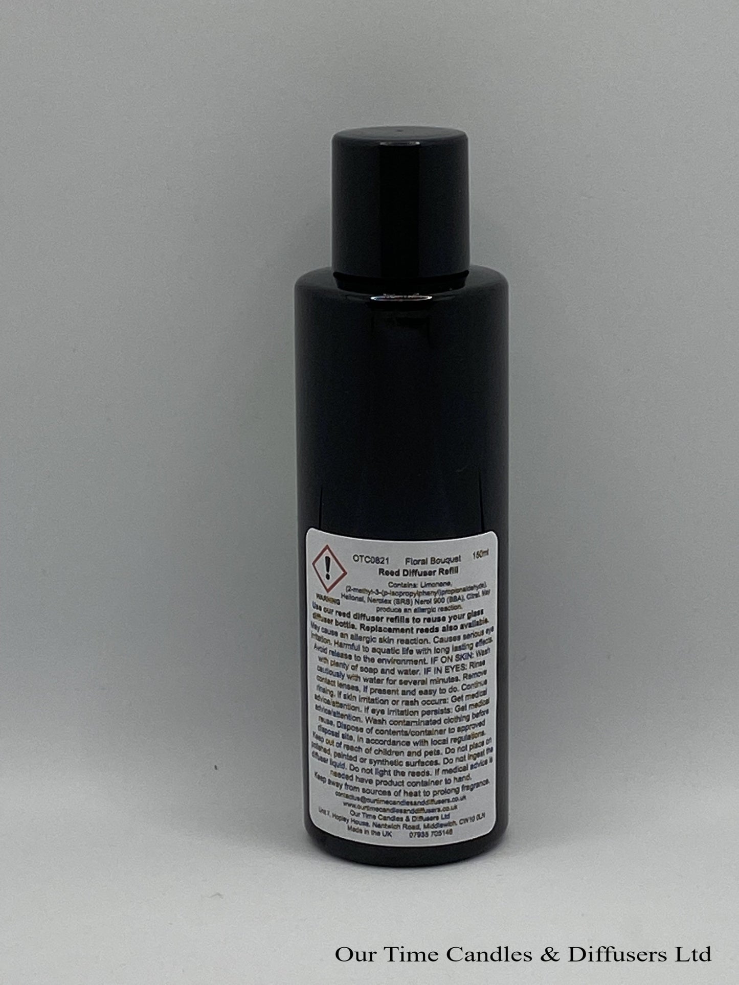 Reed Diffuser Refill 150ml in a black bottle with black screw cap