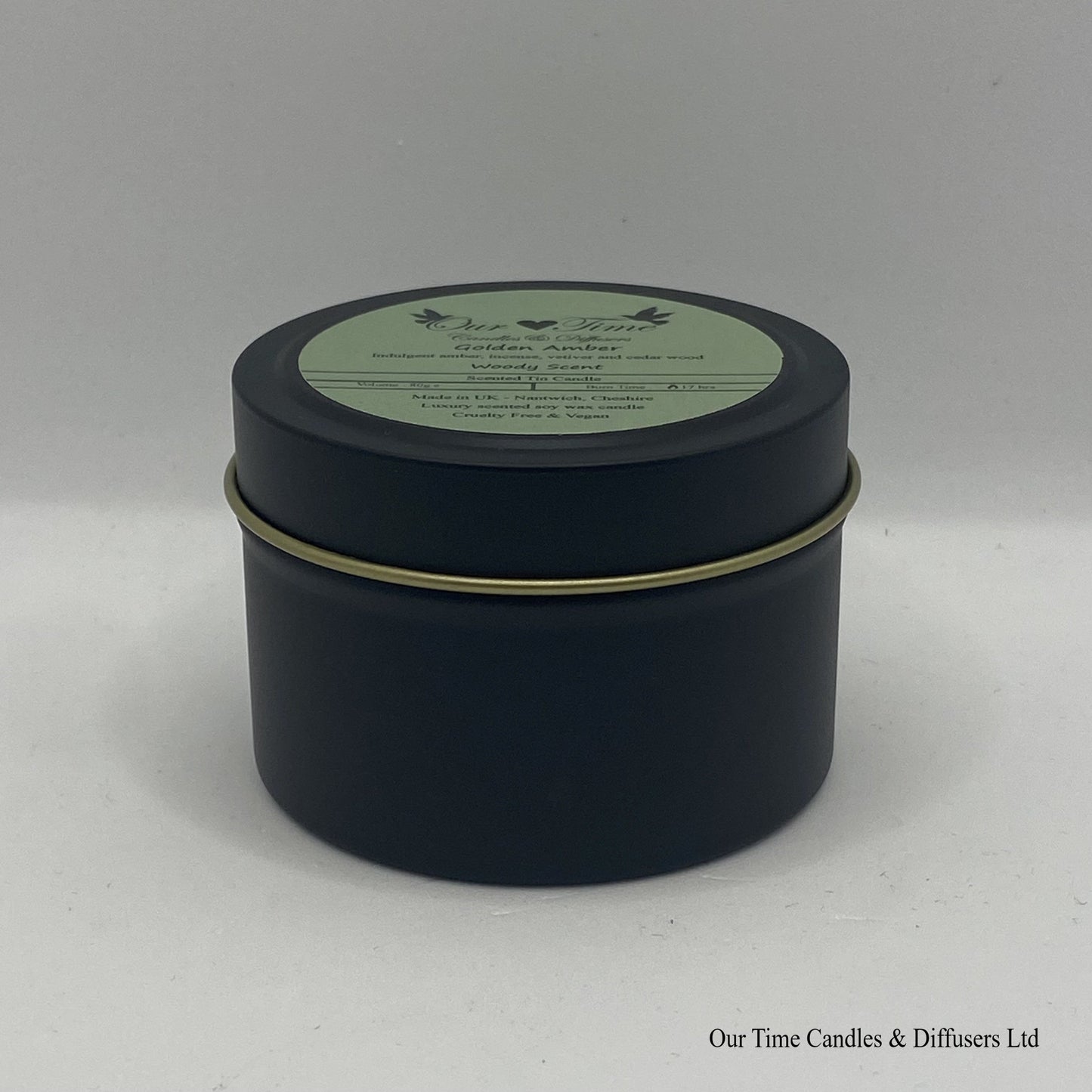 Golden Amber Wax Filled Tin Scented Candle