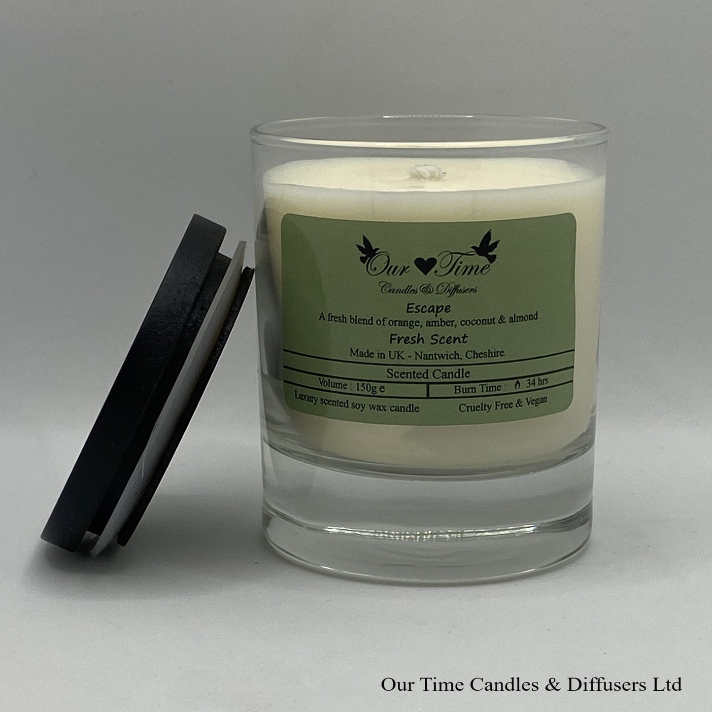 Medium Scented Candle with black lid