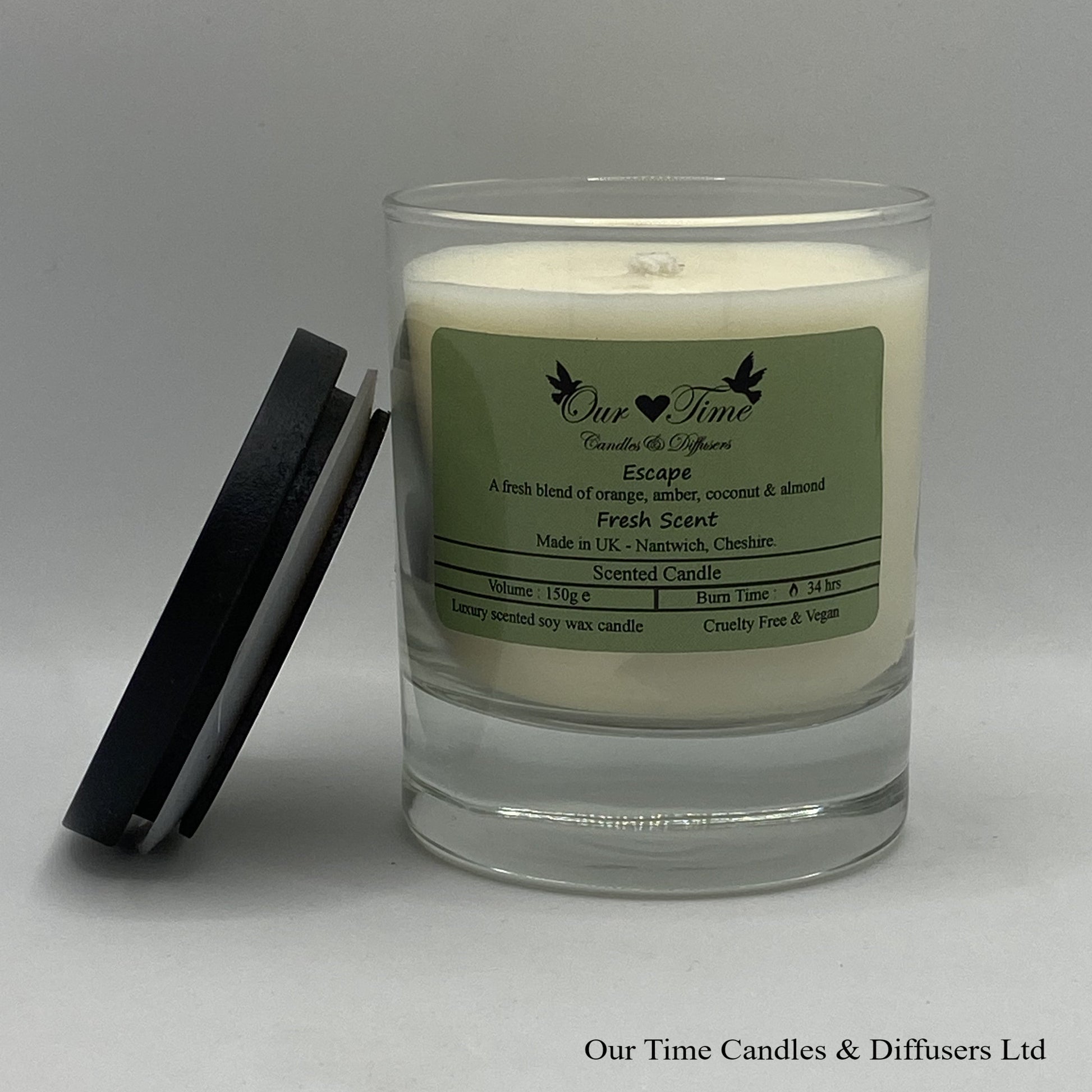 Medium Scented Candle with black lid