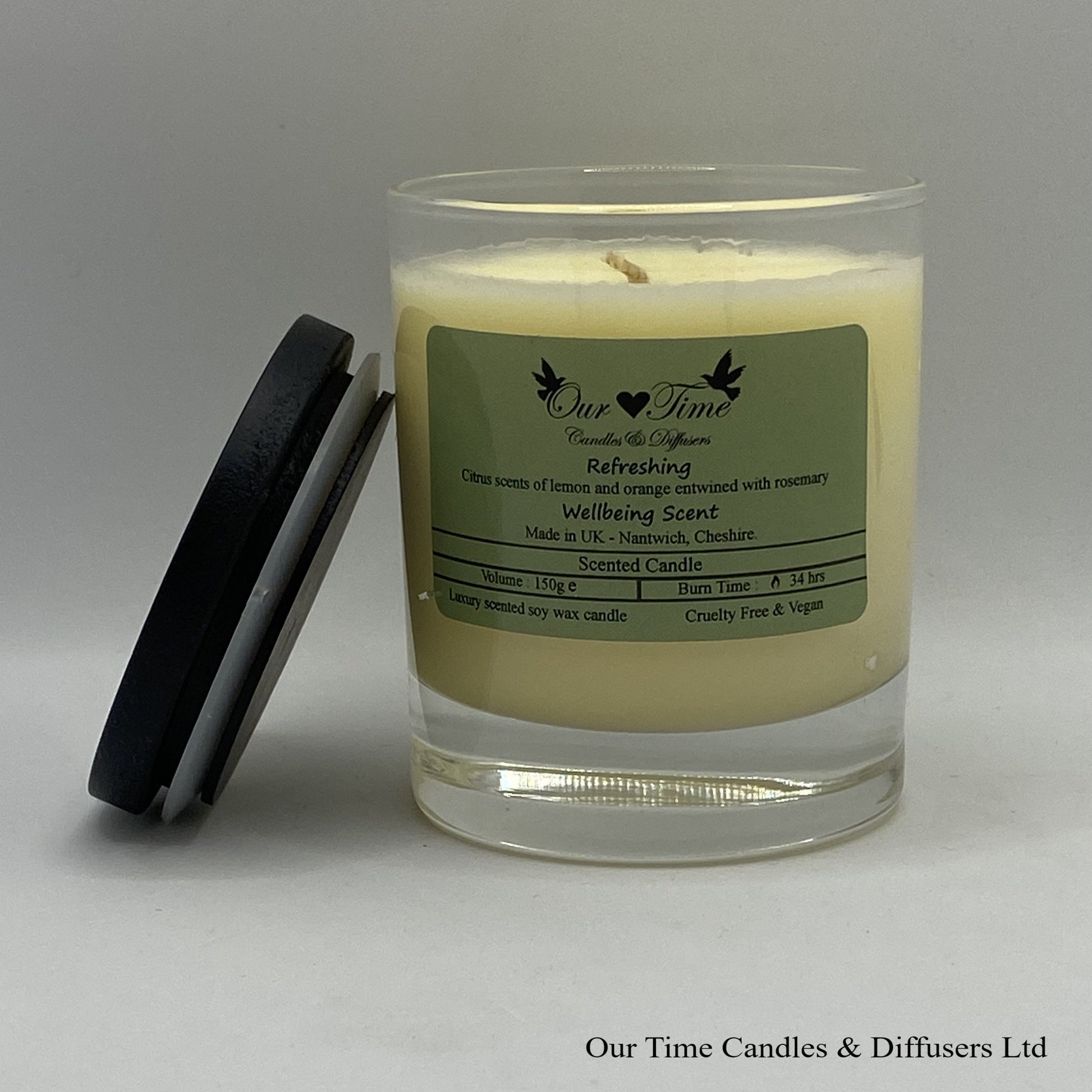Medium Scented Candle with black lid