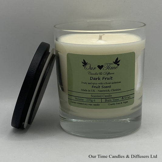 Large Scented Candle with black lid off