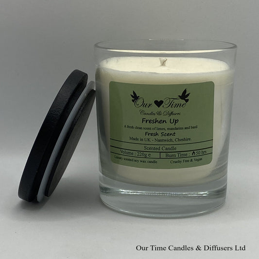 Large Scented Candle with black lid off