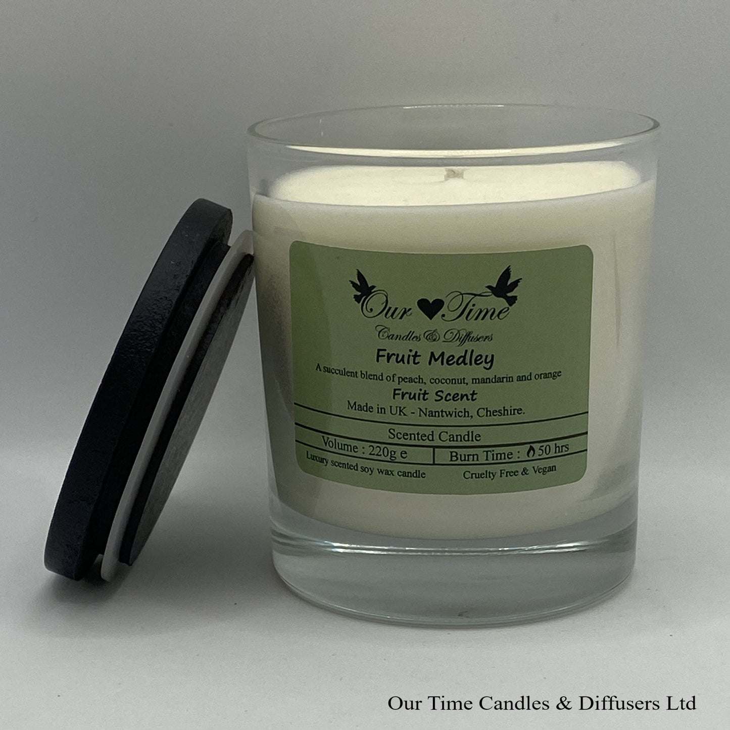 Large Scented Candle with black lid off
