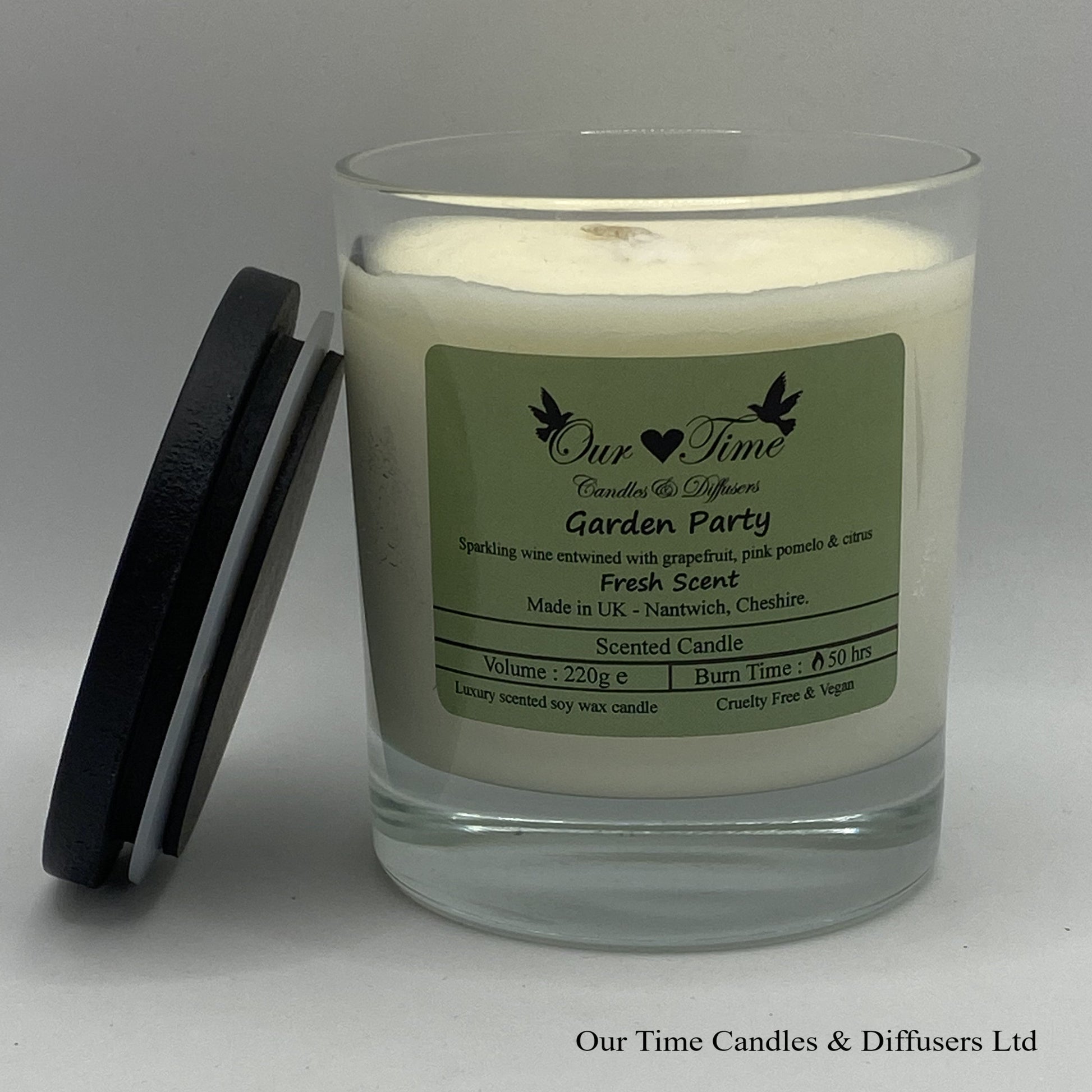 Large Scented Candle with black lid off