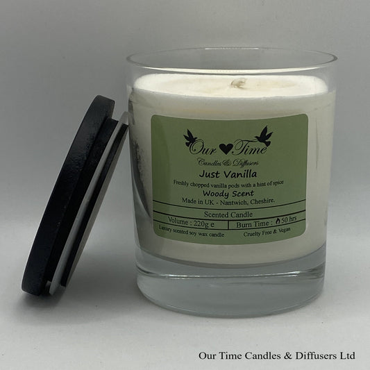 Large Scented Candle with black lid off