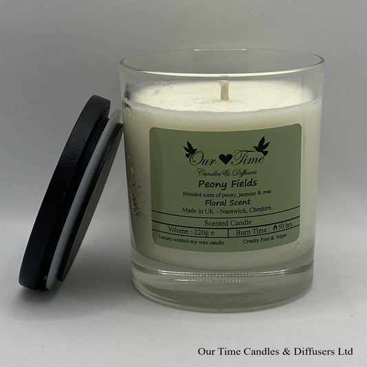 Large Scented Candle with black lid off