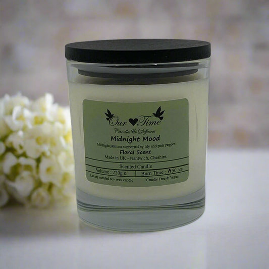 Large Scented Candle with black lid