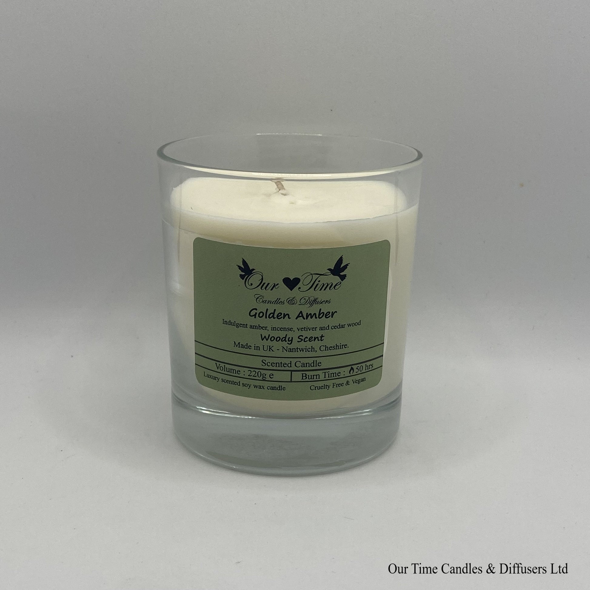 Large wax filled scented candle Golden Amber