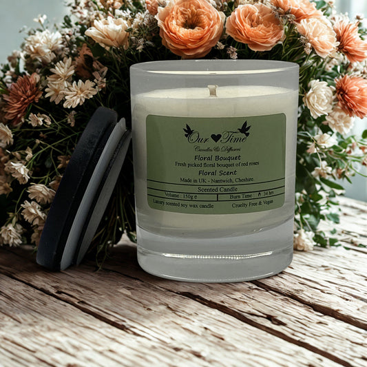 Floral Bouquet Medium Wax Filled Candle