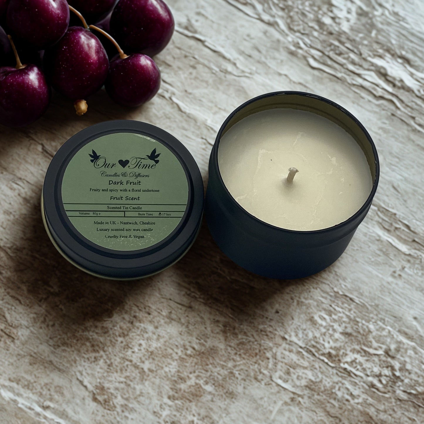 Dark Fruit Wax Filled Tin Scented Candle