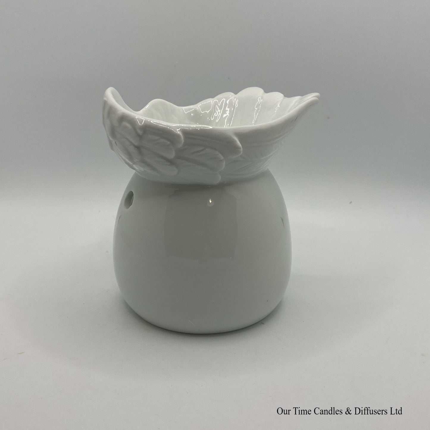 Front view of our Angel Wings Wax Burner with large melt bowl.