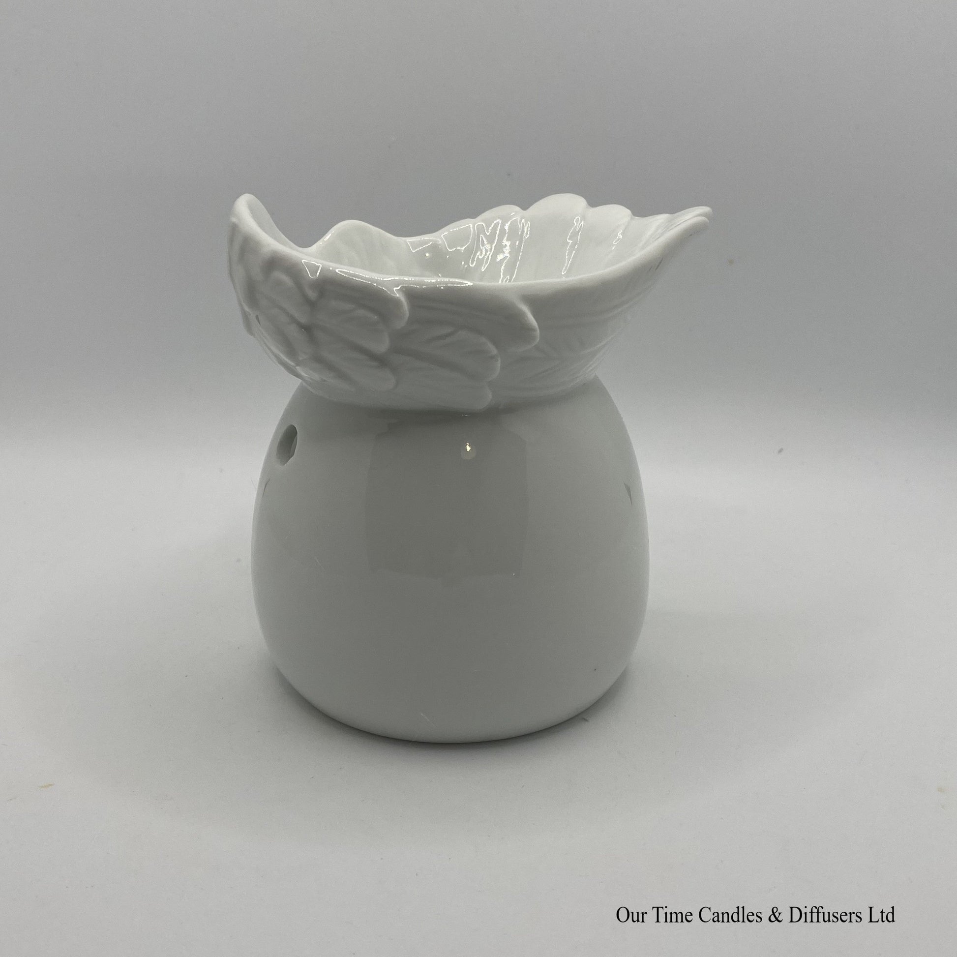Front view of our Angel Wings Wax Burner with large melt bowl.