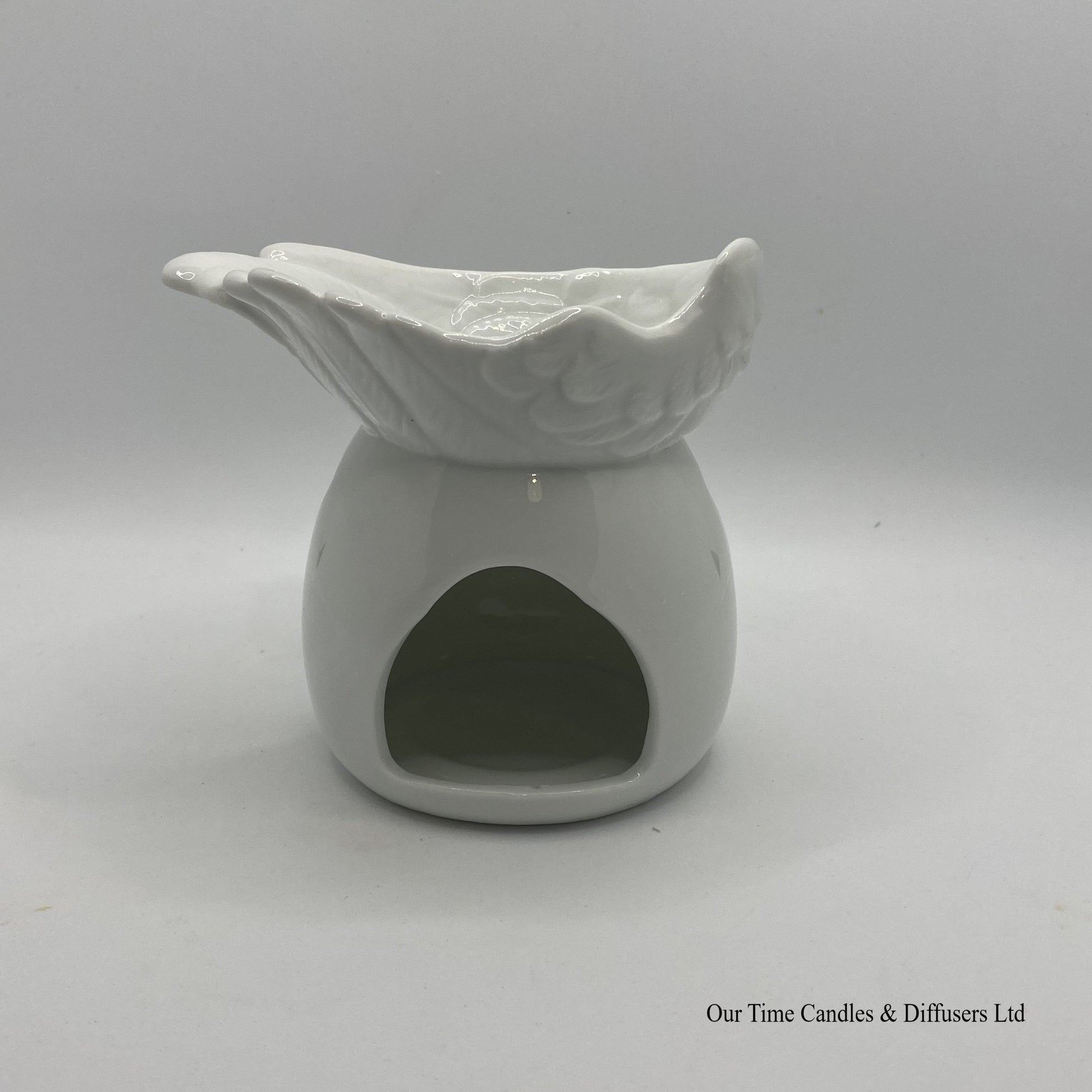 Rear view of our Angel Wings Wax Burner with large melt bowl.