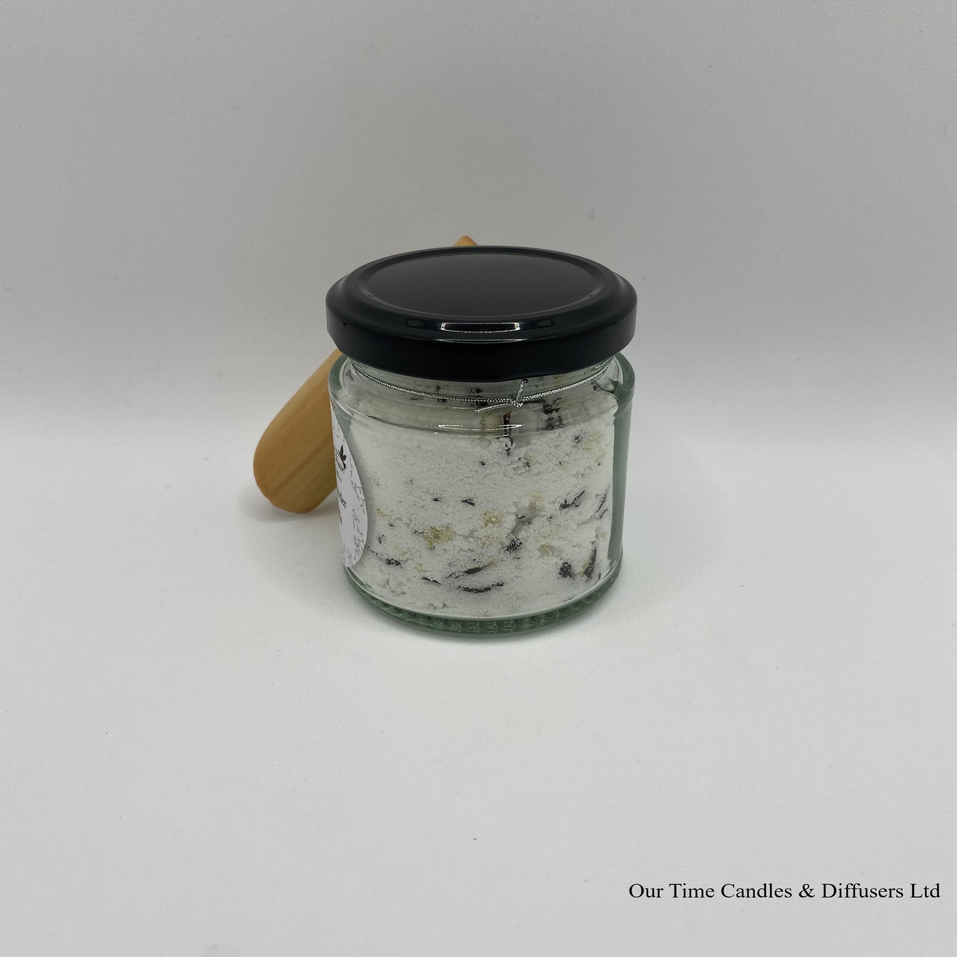 Bath Powder - Vanilla product image showing filled jar with black lid
