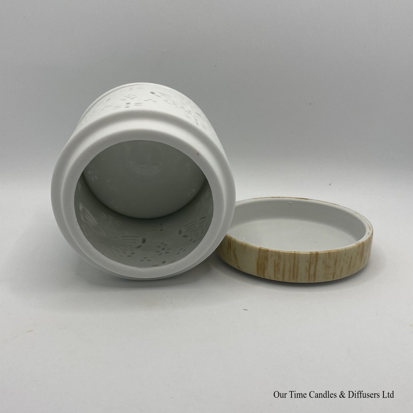 Butterfly White Cut Out wax melter or oil burner in two parts