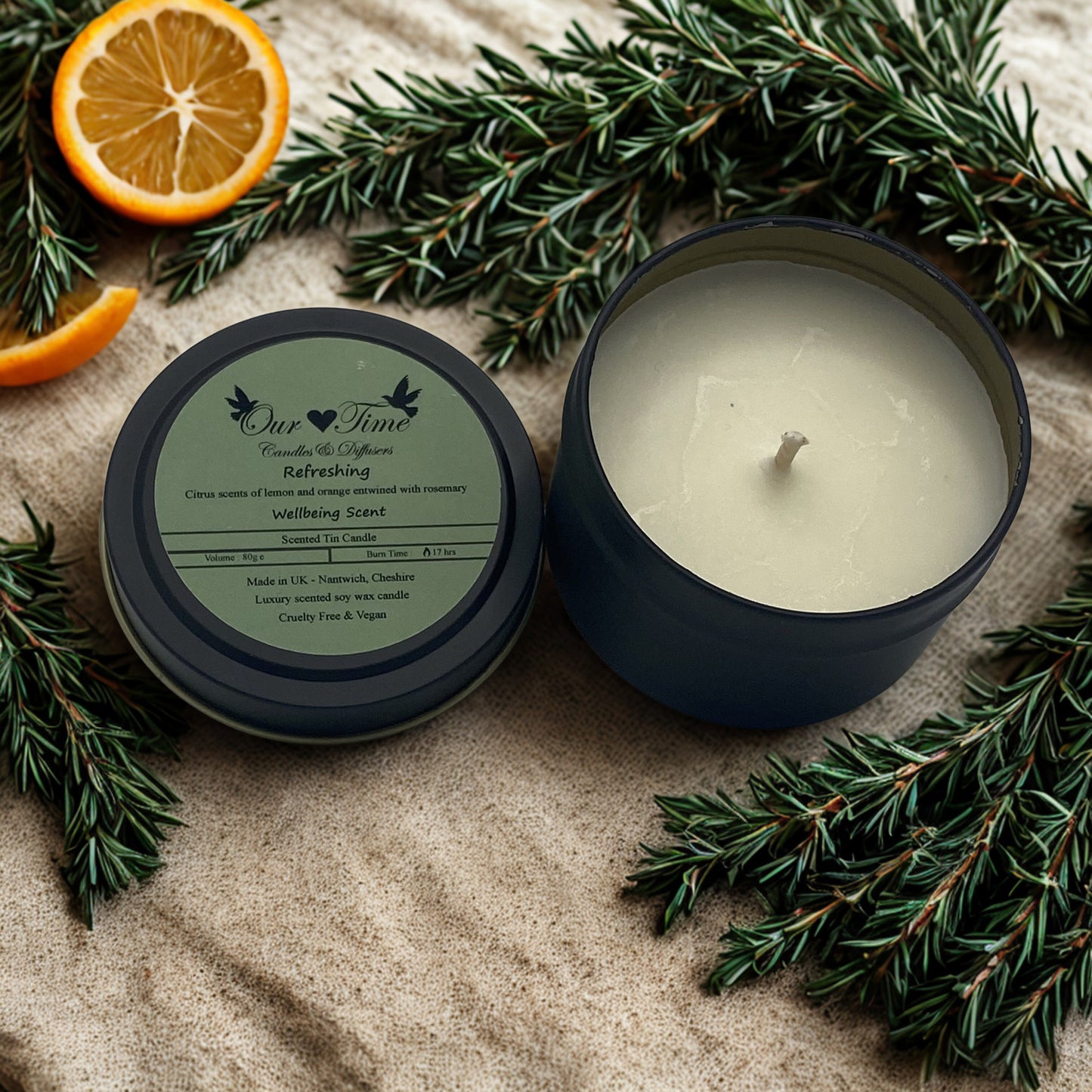 Refreshing Wax Filled Tin Scented Candle