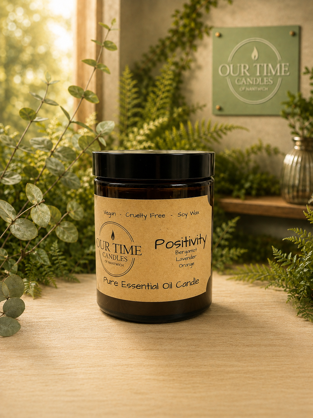 Positivity Essential Oil Candle in Amber Jar