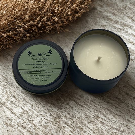 Relaxing Wax Filled Tin Scented Candle