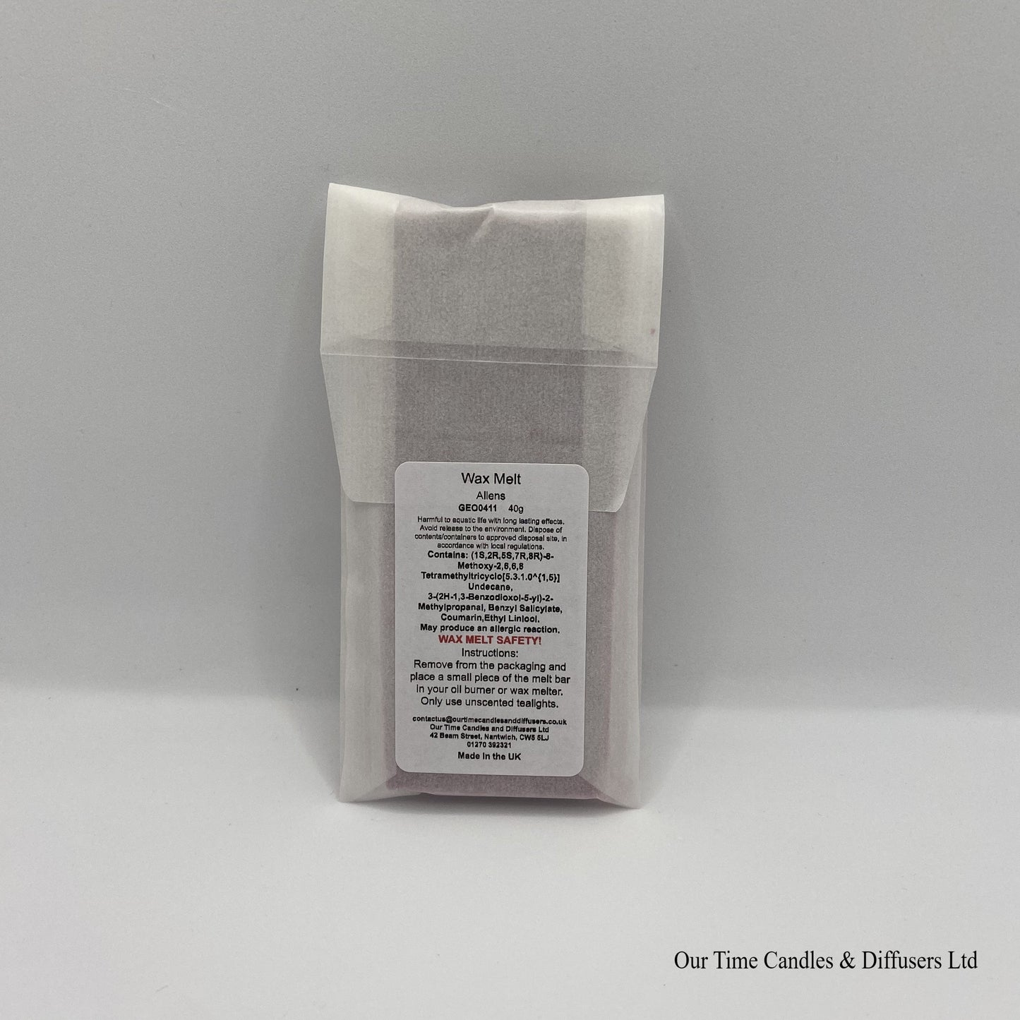 Alien inspired scented Geo soy wax melt bar