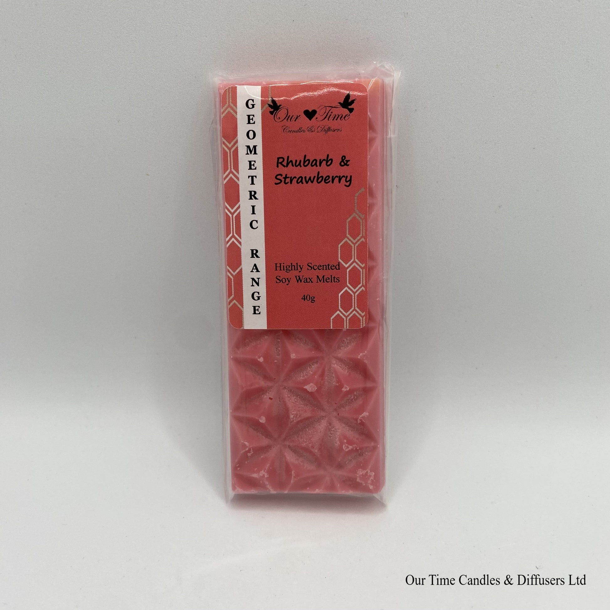 Rhubarb and strawberry scented soy wax melts geometric