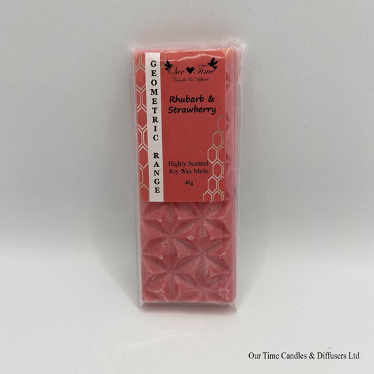 Rhubarb and strawberry scented soy wax melts geometric