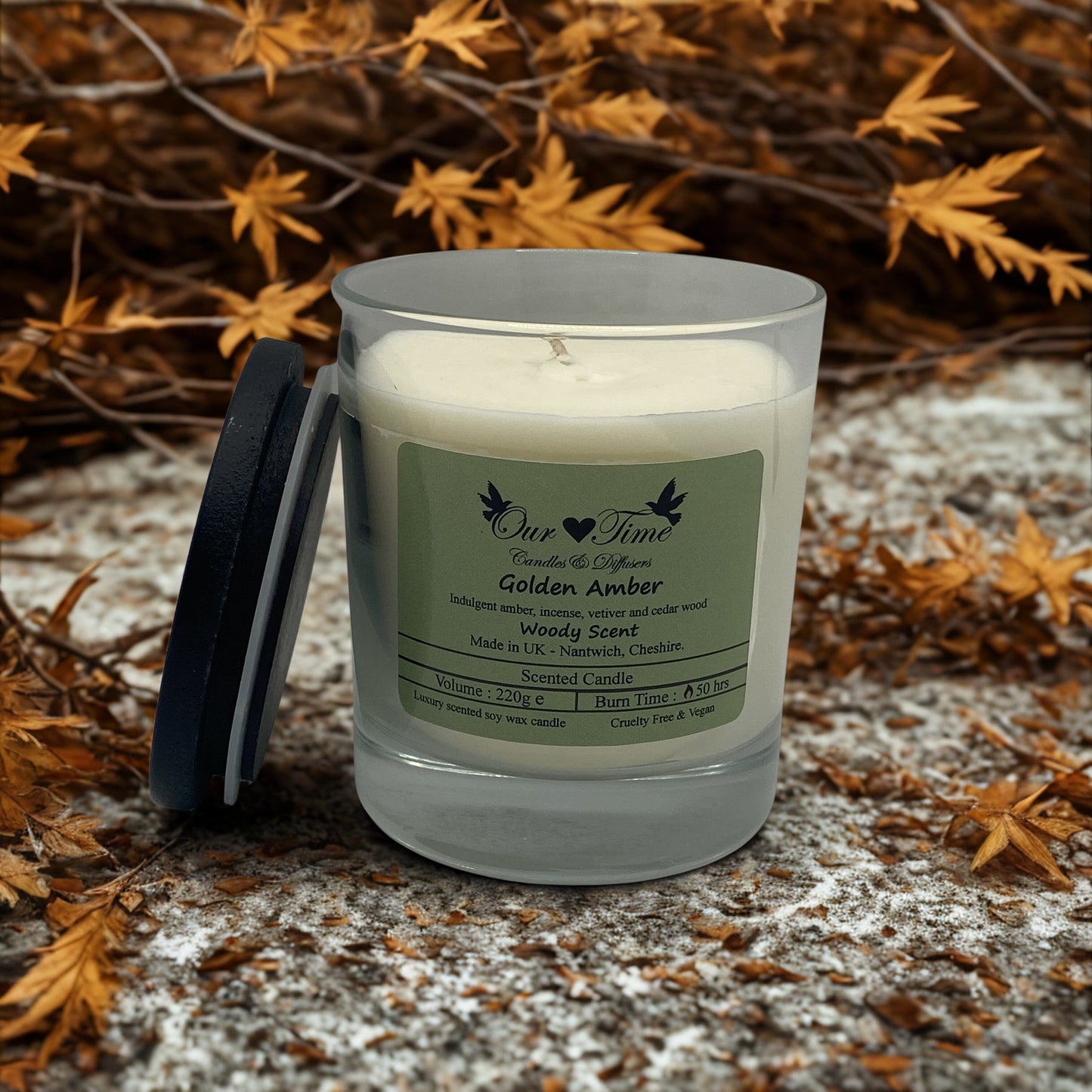 Golden Amber Large Wax Filled Candle