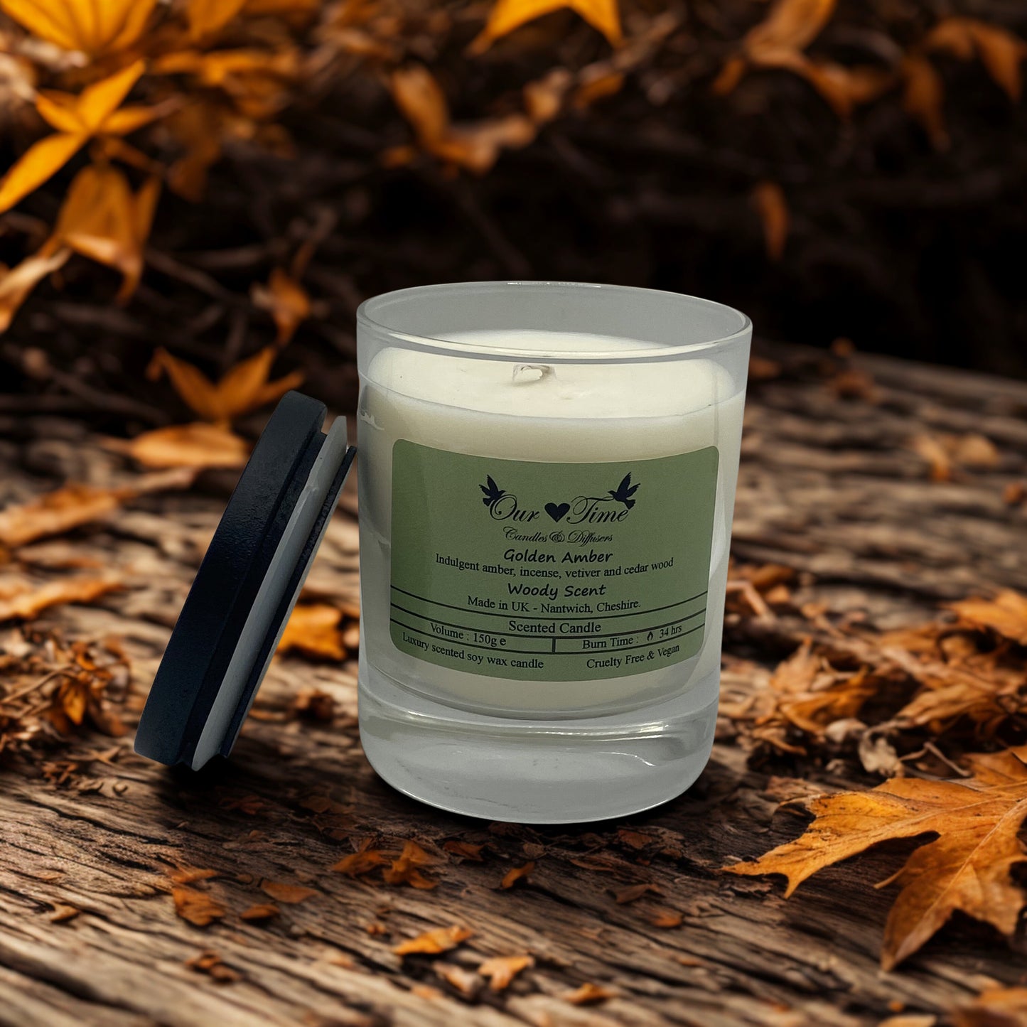 Golden Amber Medium Wax Filled Candle