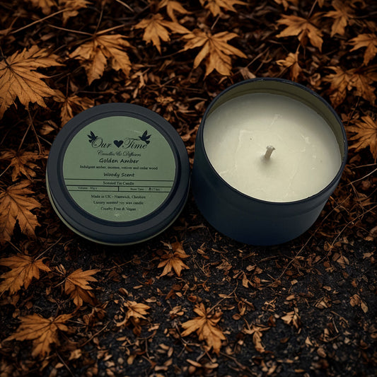 Golden Amber Wax Filled Tin Scented Candle