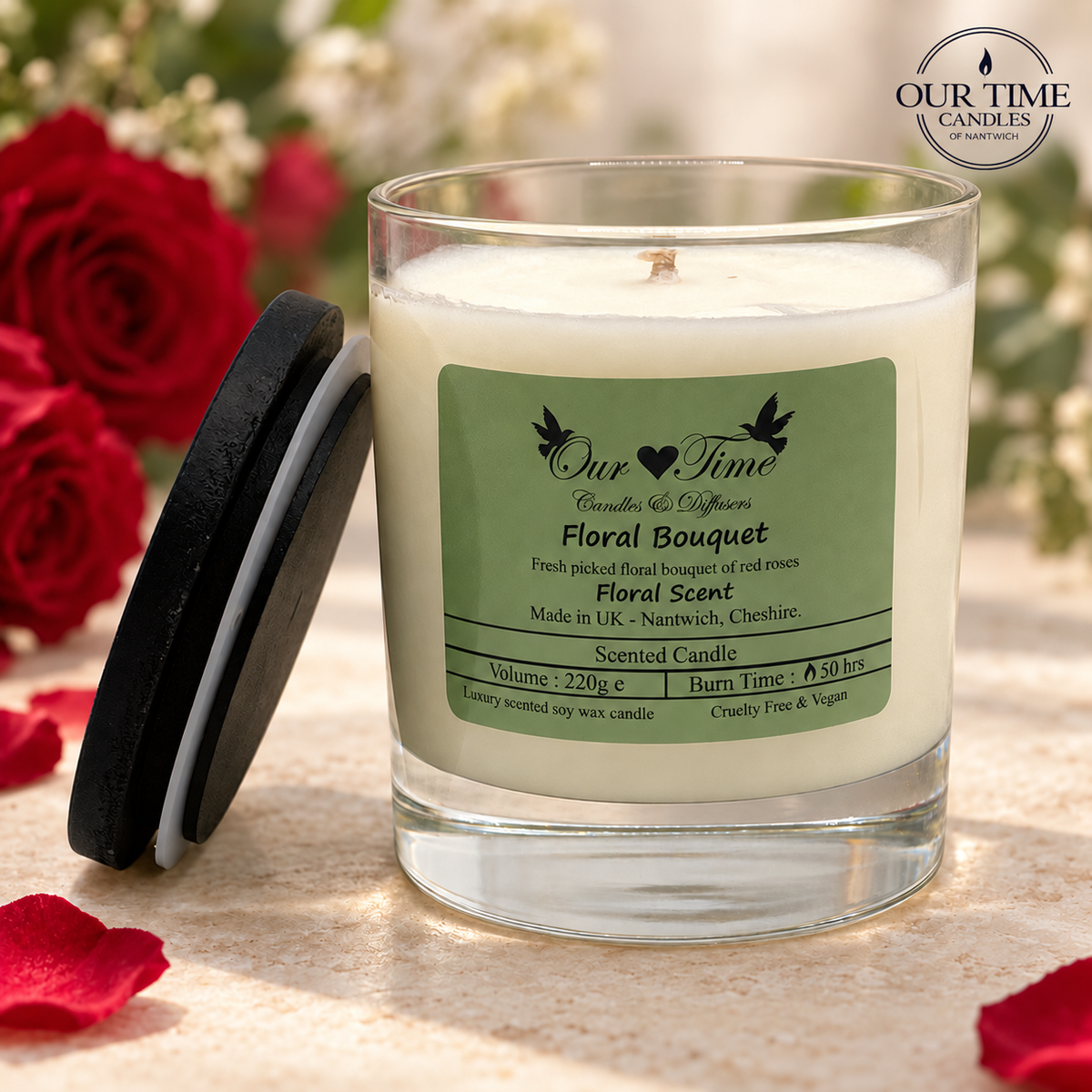 Floral Bouquet Large Wax Filled Candle