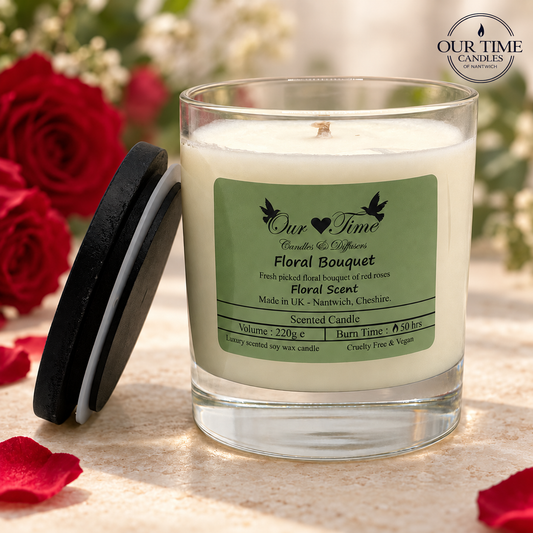Floral Bouquet Large Wax Filled Candle