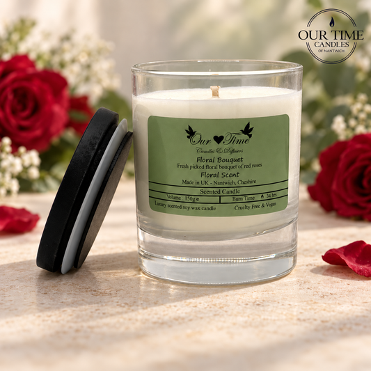 Floral Bouquet Medium Wax Filled Candle