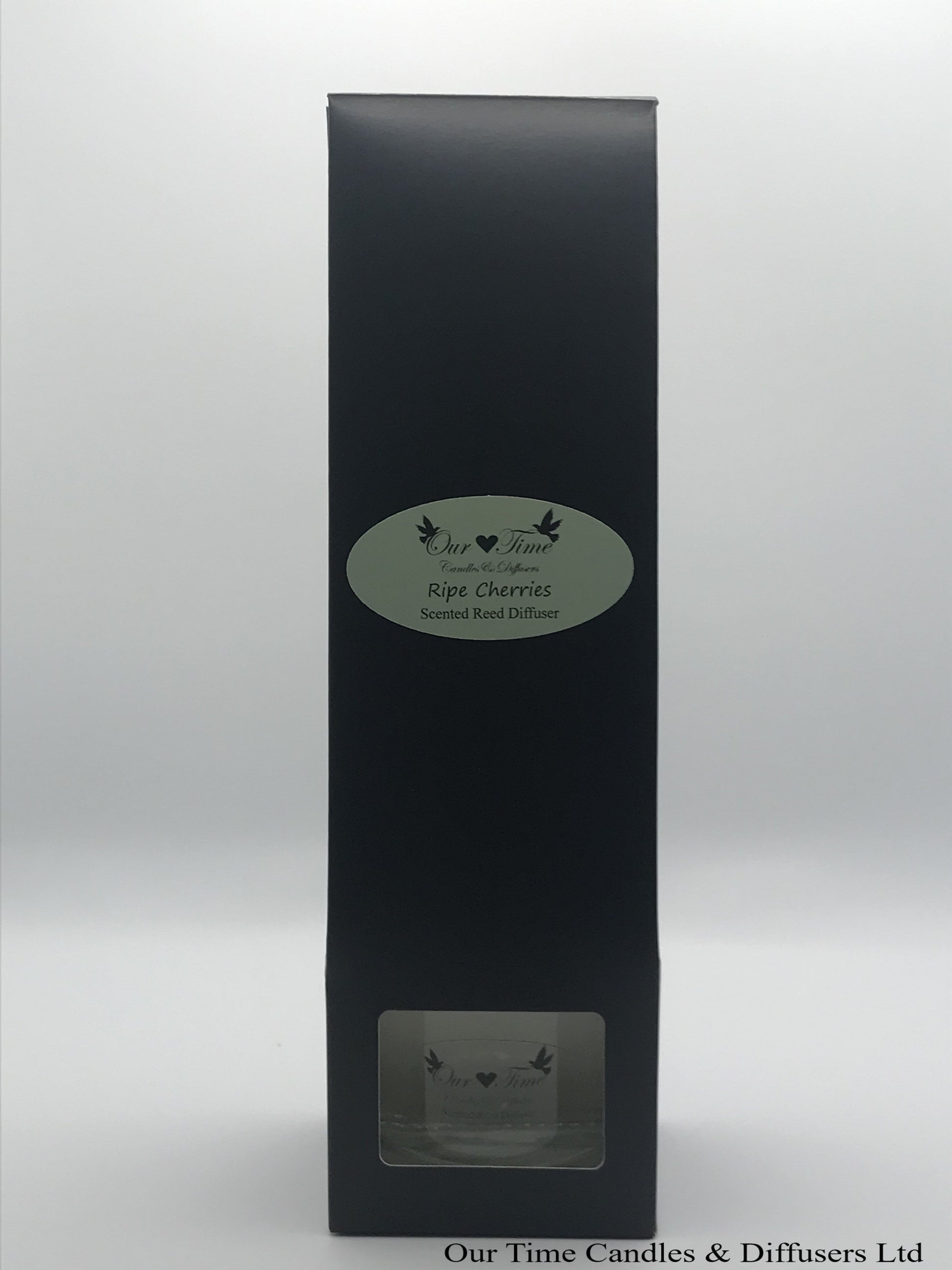 reed diffuser 100ml supplied in a clear bottle with black cap packed into a black box