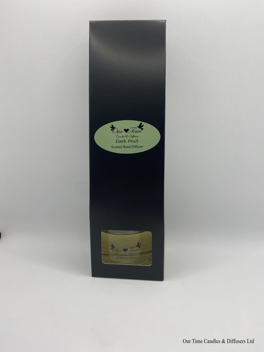 reed diffuser 100ml supplied in a clear bottle with black lid packed into a black box