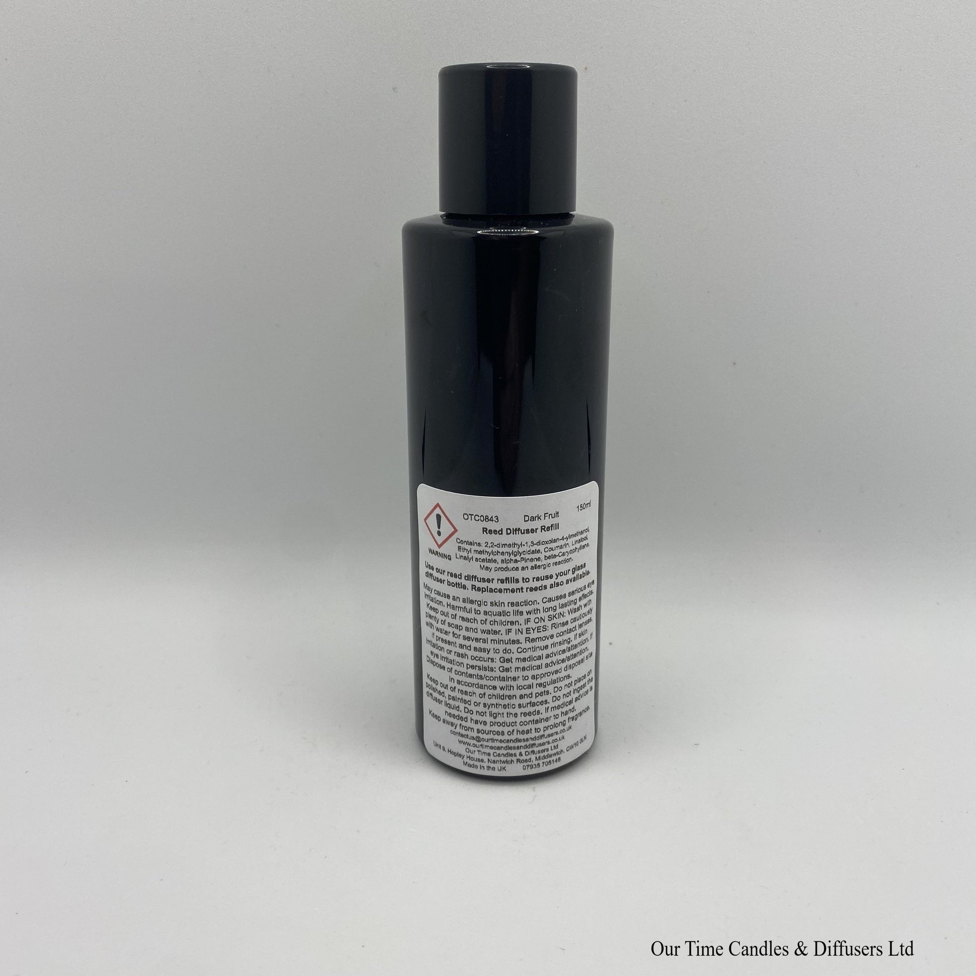 Reed Diffuser Refill 150ml in a black bottle with black screw cap