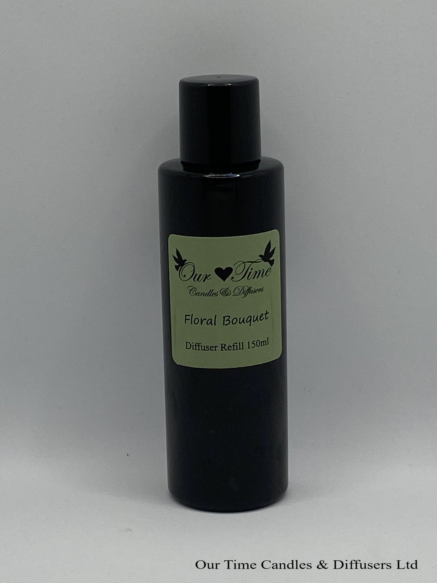 Reed Diffuser Refill 150ml in a black bottle with black screw cap