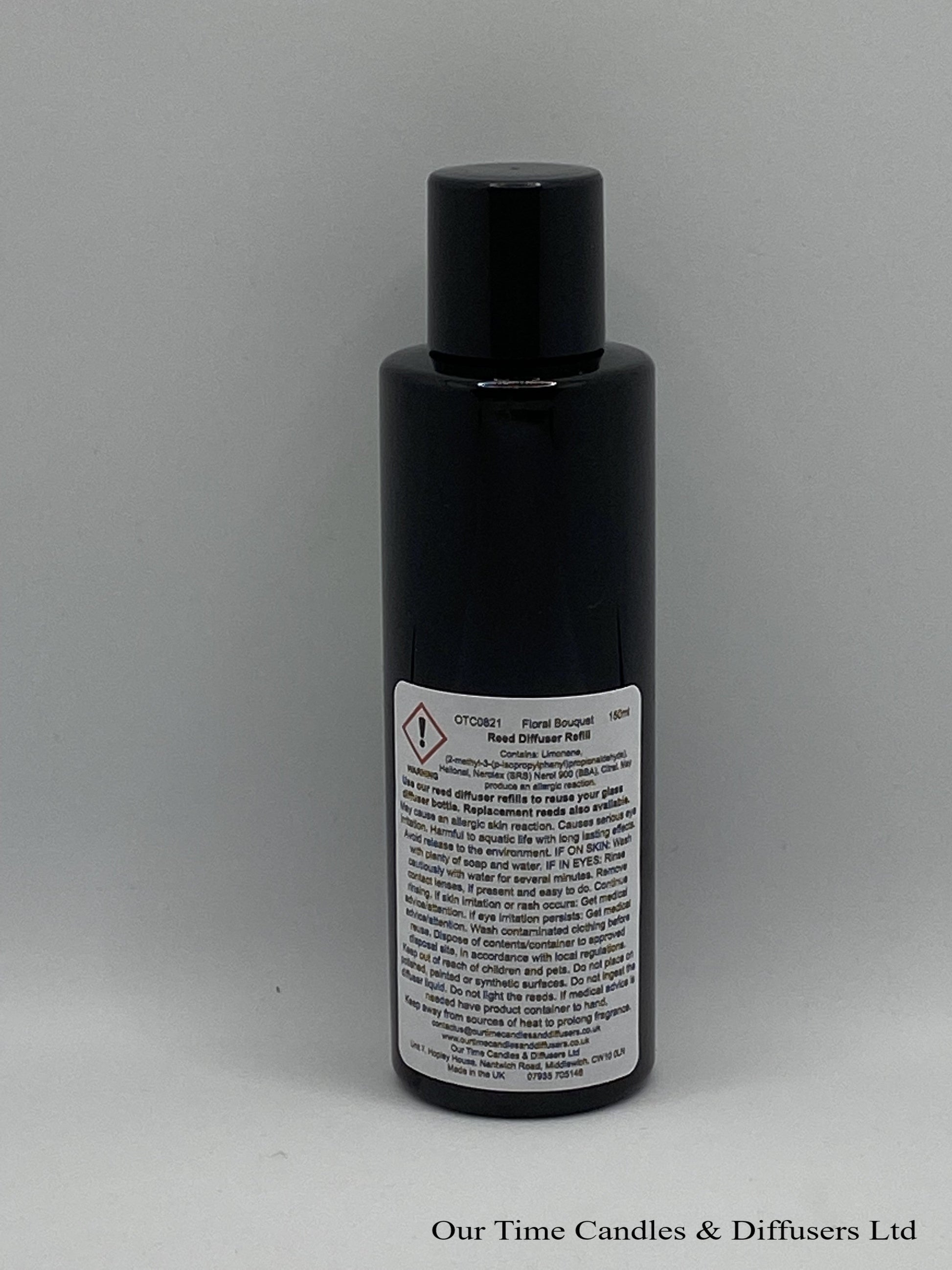 Reed Diffuser Refill 150ml in a black bottle with black screw cap