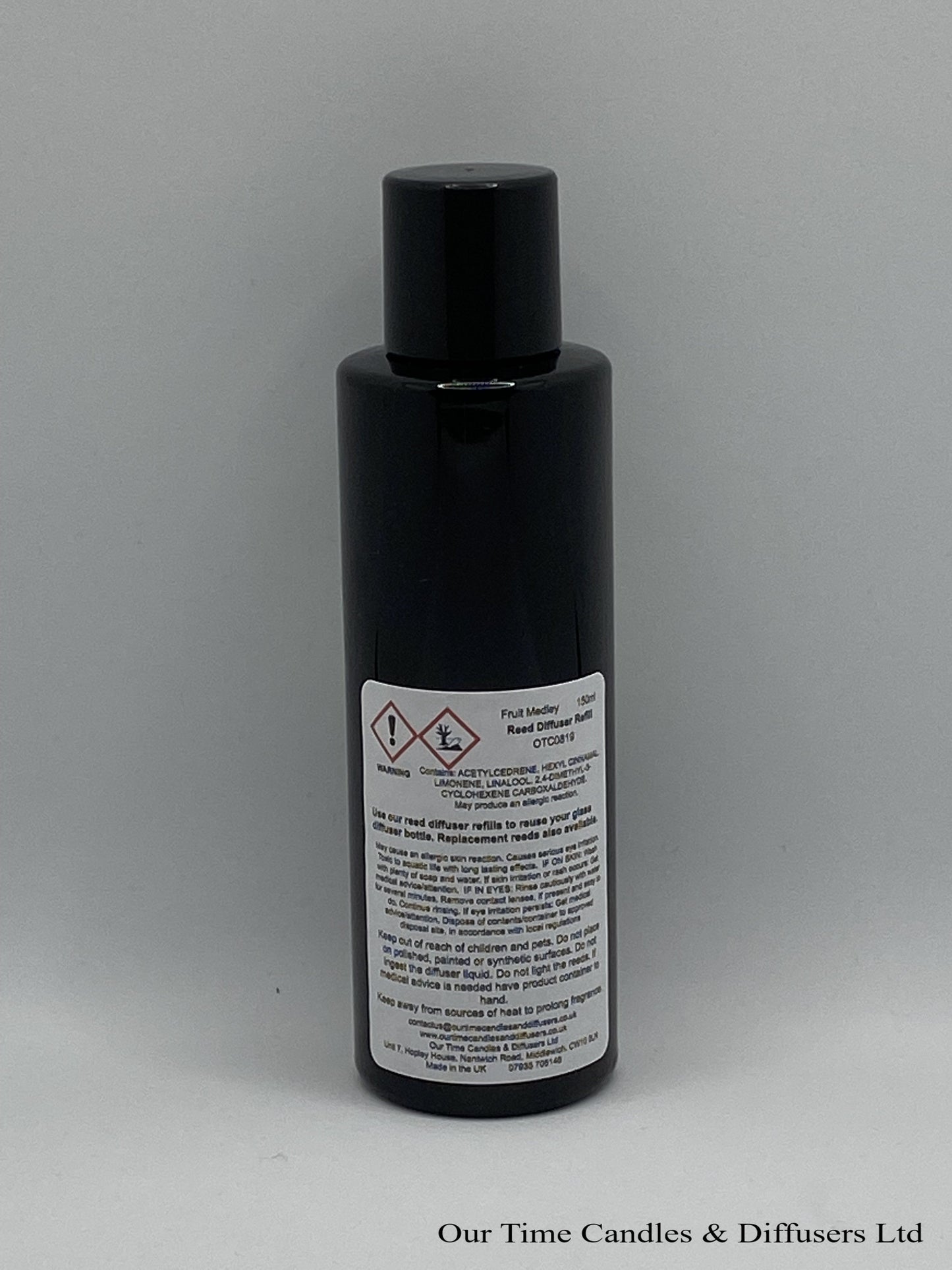 Reed Diffuser Refill 150ml in a black bottle with black screw cap