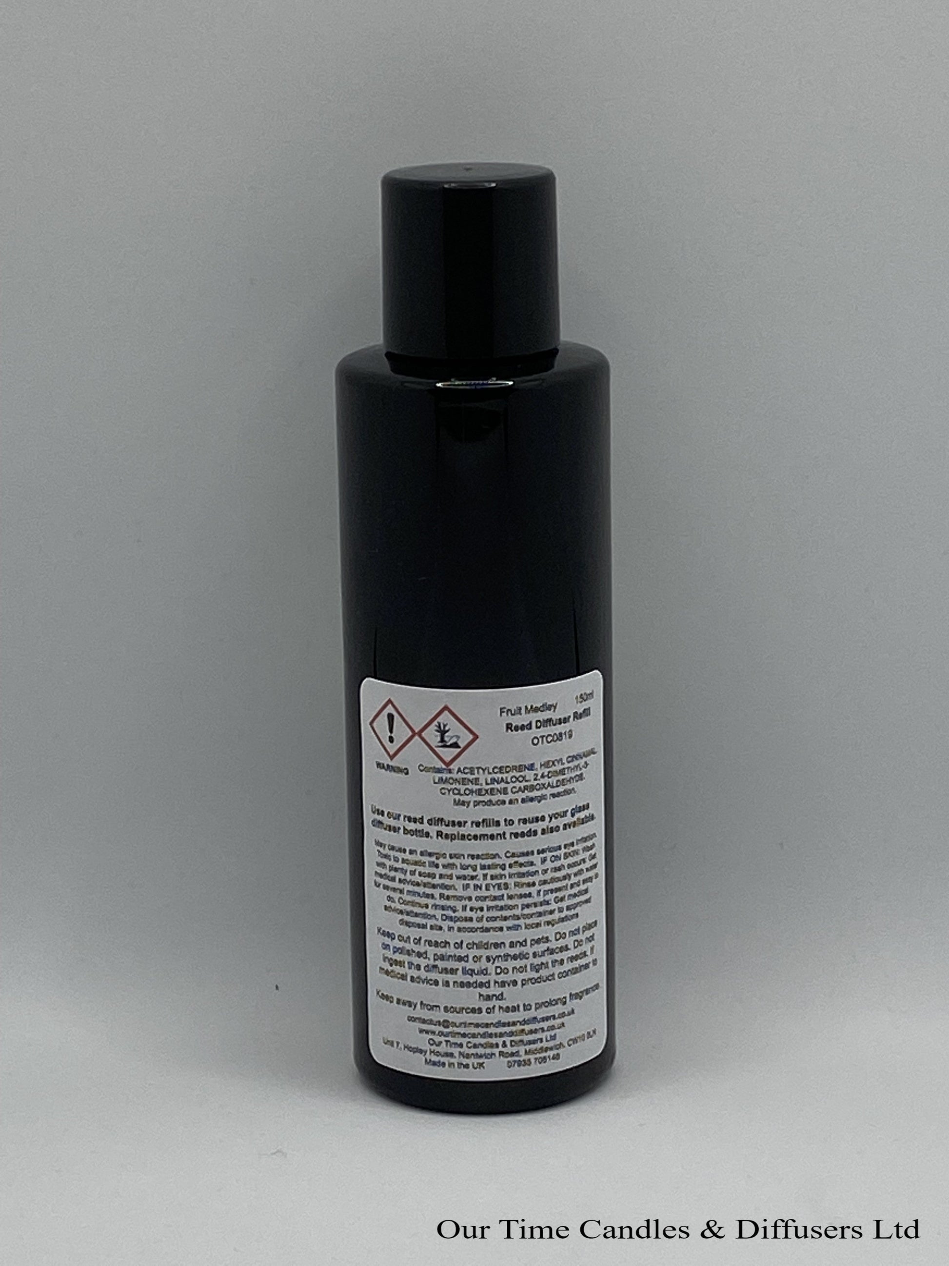 Reed Diffuser Refill 150ml in a black bottle with black screw cap