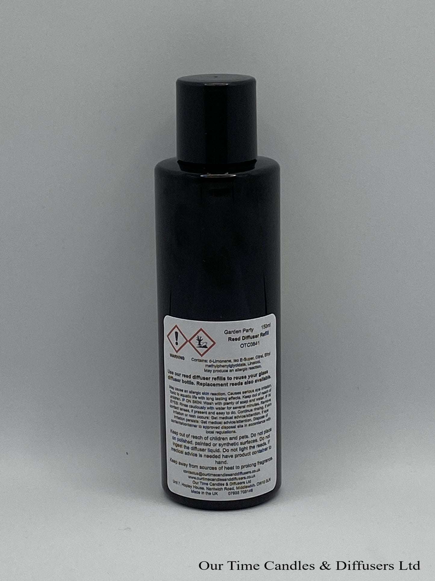 150ml Reed Diffuser Refill in a black bottle with black screw cap