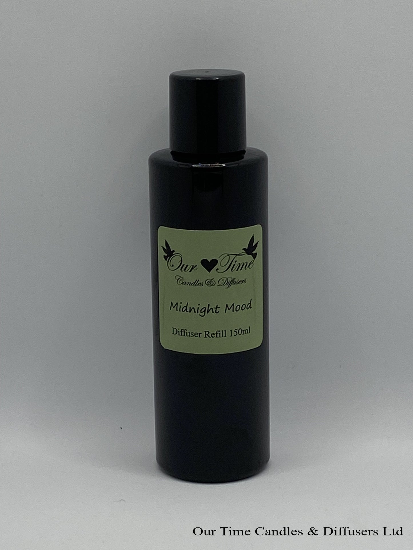 Reed Diffuser Refill 150ml in a black bottle with black screw cap