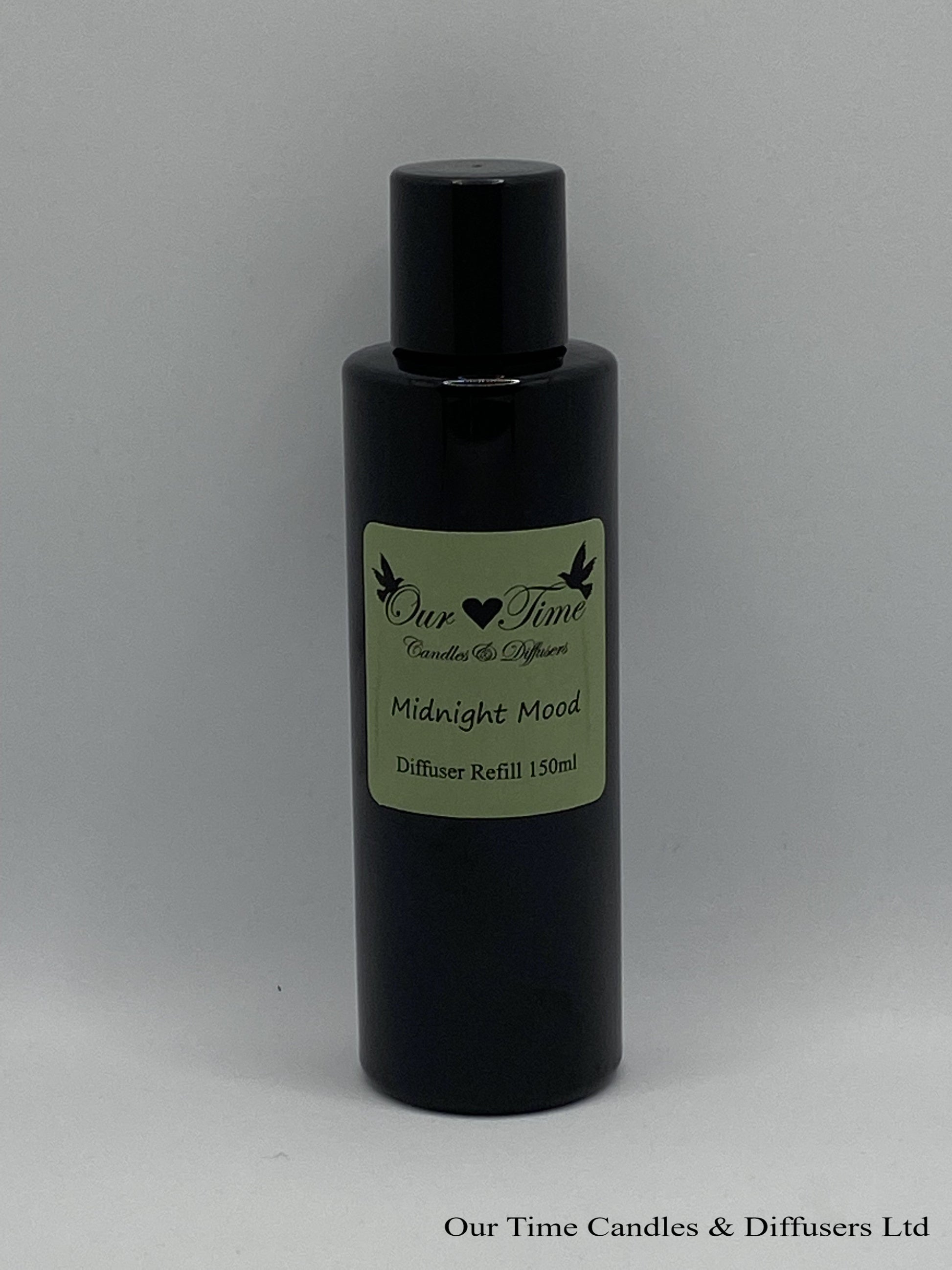 Reed Diffuser Refill 150ml in a black bottle with black screw cap