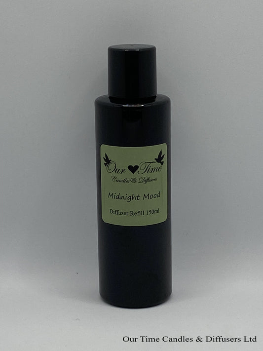 Reed Diffuser Refill 150ml in a black bottle with black screw cap