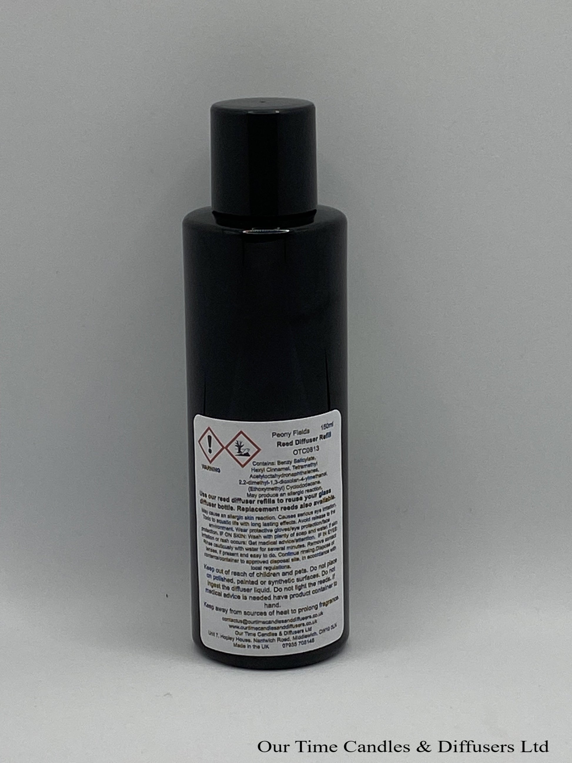 Reed Diffuser Refill 150ml in a black bottle with black screw cap